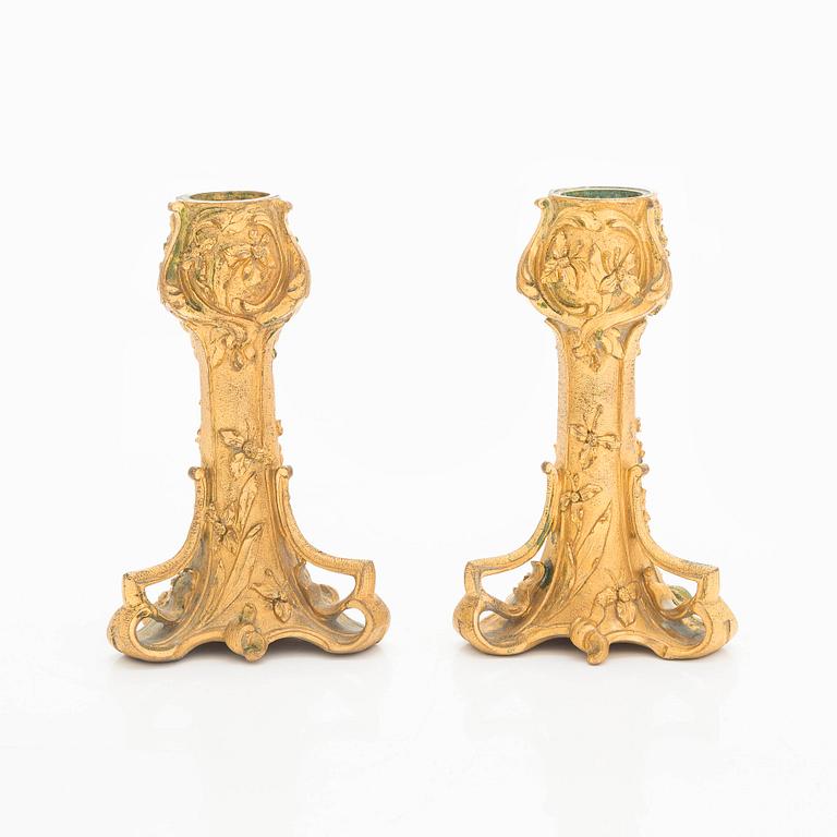 A pair of Art Nouveau candelabras, possibly France.
