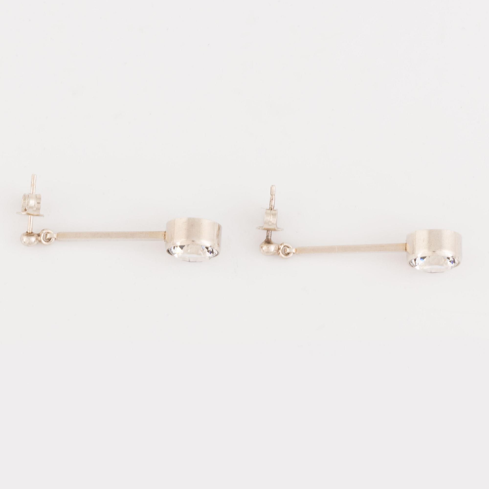 Niels Erik From, collier och örhängen, silver med bergkristall.