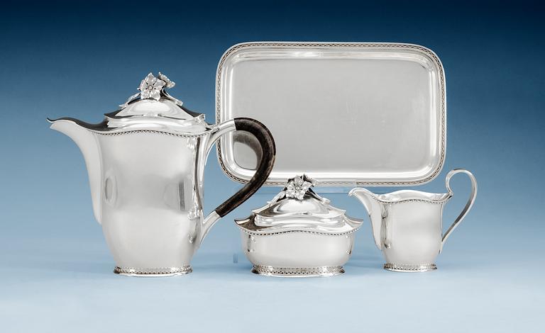 ERIC RÅSTRÖM, kaffeservis, 4 delar för C.G. Råström, Stockholm 1945 och 1948, sterling.