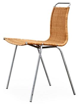 A Poul Kjaerholm 'PK-1' steel and ratten chair, probably for E Kold Christensen, Denmark.