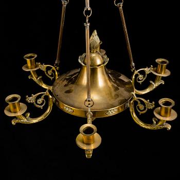 An empire-style hanging lamp.