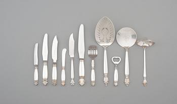 JOHAN ROHDE FÖR GEORG JENSEN, bestickuppsättning, 241 delar, "Dronning/Acanthus", Köpenhamn 1933-77.