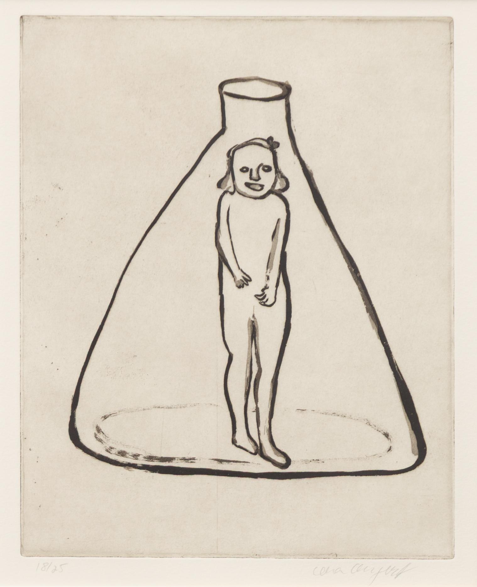 Lena Cronqvist, “Girl with body suit in a glass flask”.