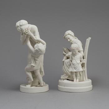 FIGURER, 2 st, parian, Gustafsberg, en daterad 1918.