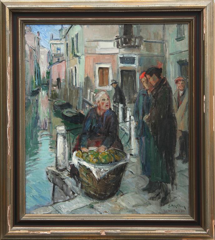 GOTTFRID OLSSON, olja på pannå, sign och dat Venezia -34.