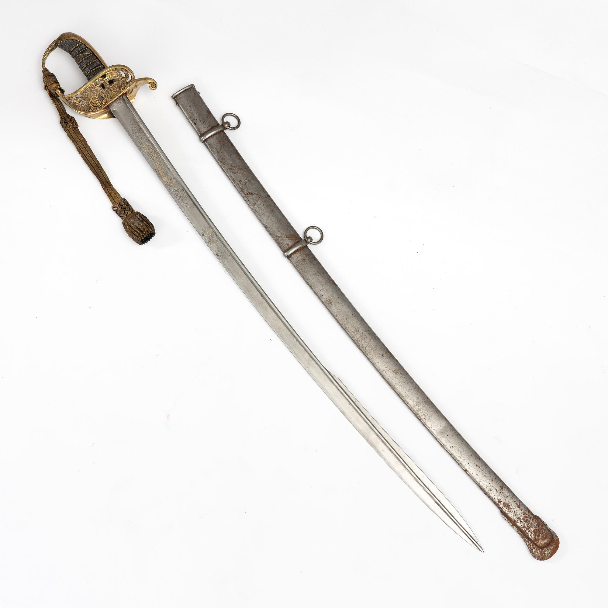 Sabel, svensk, m/1859 för infanteriofficer, med balja.