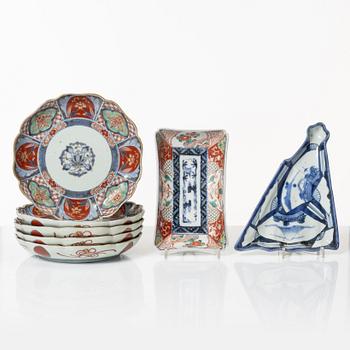 A group of nine Japanese imari dishes, Meiji (1868-1912).