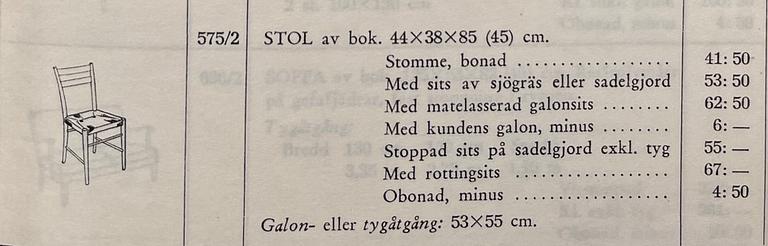 Gemla, stolar, ett par, modell "575/2", Diö, 1900-talets mitt.