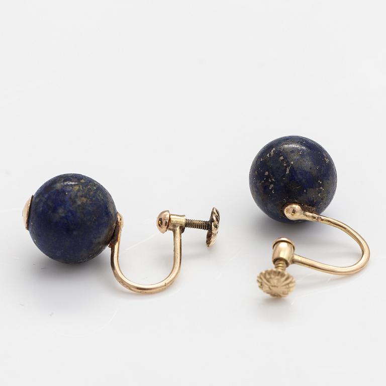 KORVAKORUPARI, 14K kultaa, lapis lazulia.