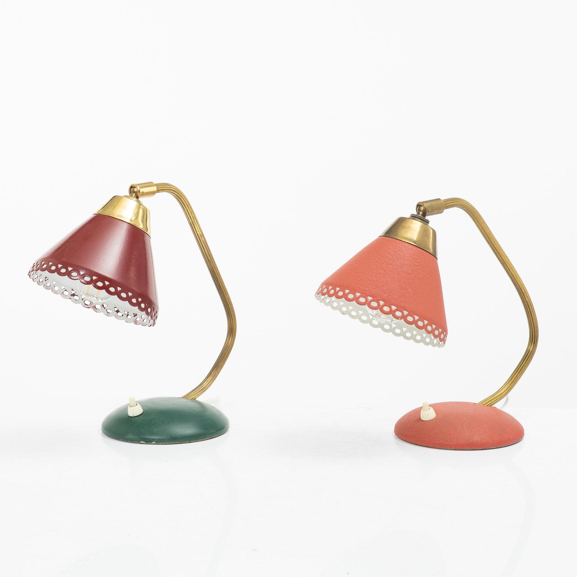 Vägglampor, ett par snarlika, EWÅ, 1950/60-tal.