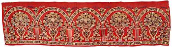 338. AN EMBROIDERY, antique Rascht, Persia (Iran), late Qajar dynasty, ca  55 - 57,5 x 209,5 - 215 cm.