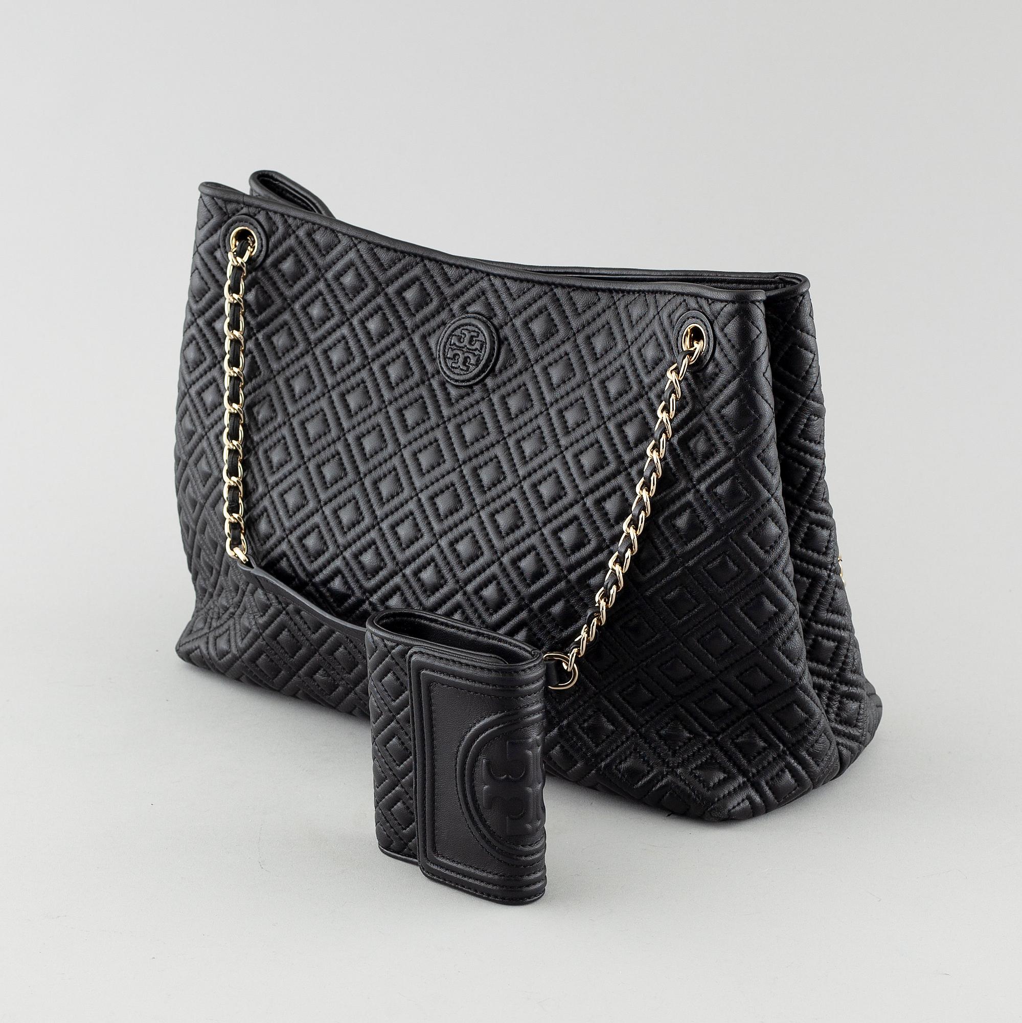 TORY BURCH, "Flemming" väska och plånbok.