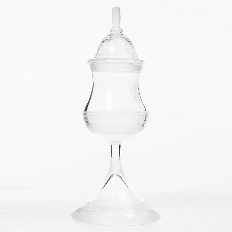 Simon Gate, goblet with lid, "Aurora", Orrefors, 250th anniversary, 1976.