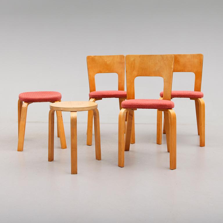 STOLAR, 4 st, "Artek", SAMT PALL,  Alvar Aalto, 1900-talets andra hälft.