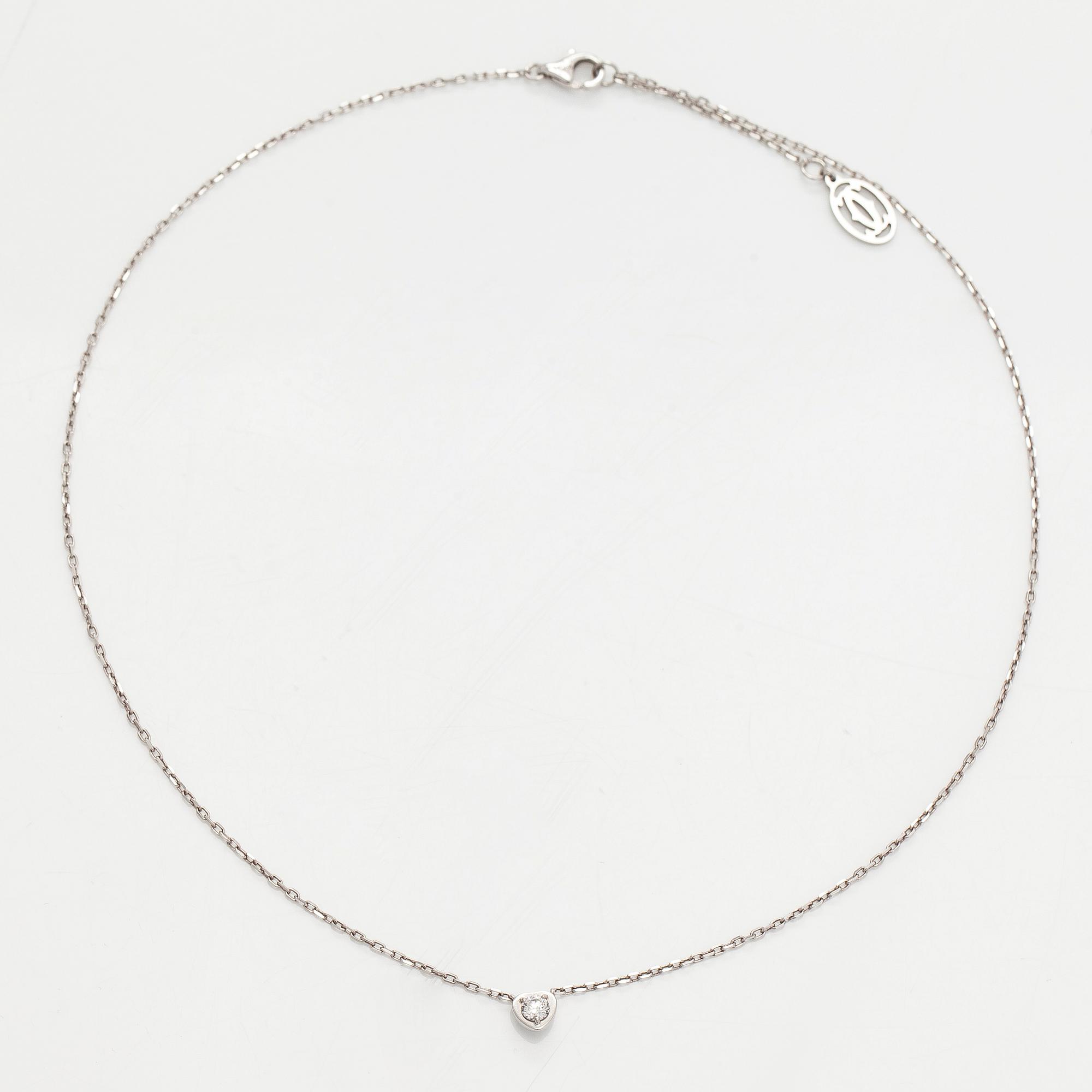 Cartier, an 18K white gold 'd'Amour' necklace, with a brilliant-cut diamond.