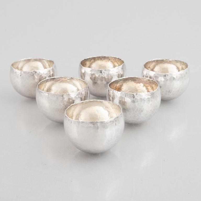 Six Swedish Sterling Silver Tumblers, mark of Rey Urban, Stockholm 1991.