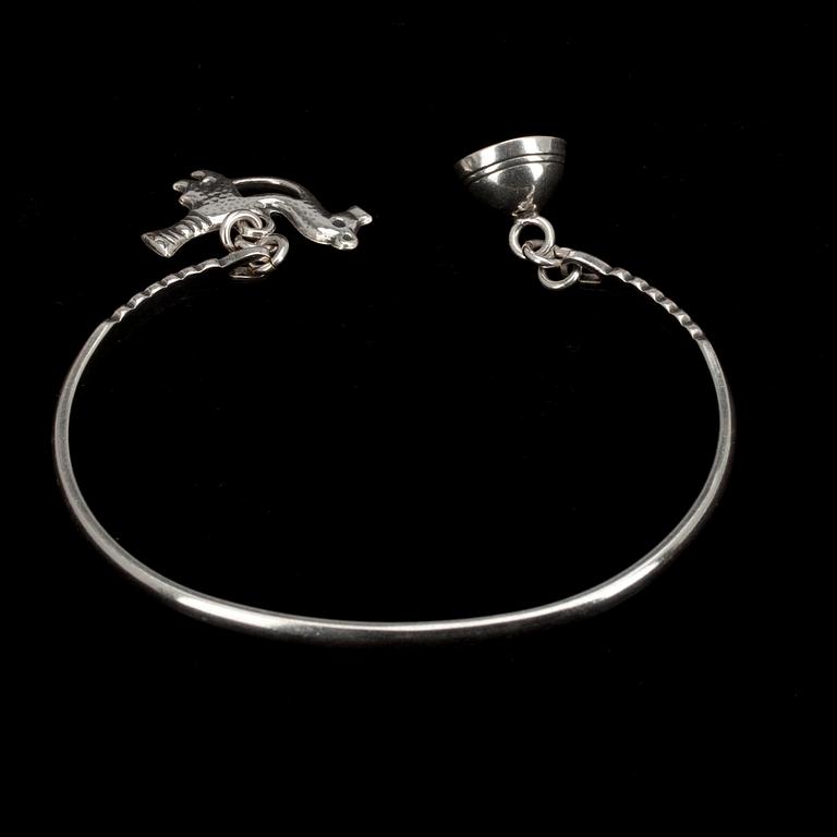 ARMRING, sterling silver , "Lintunen" Kalevala Koru, 1995.