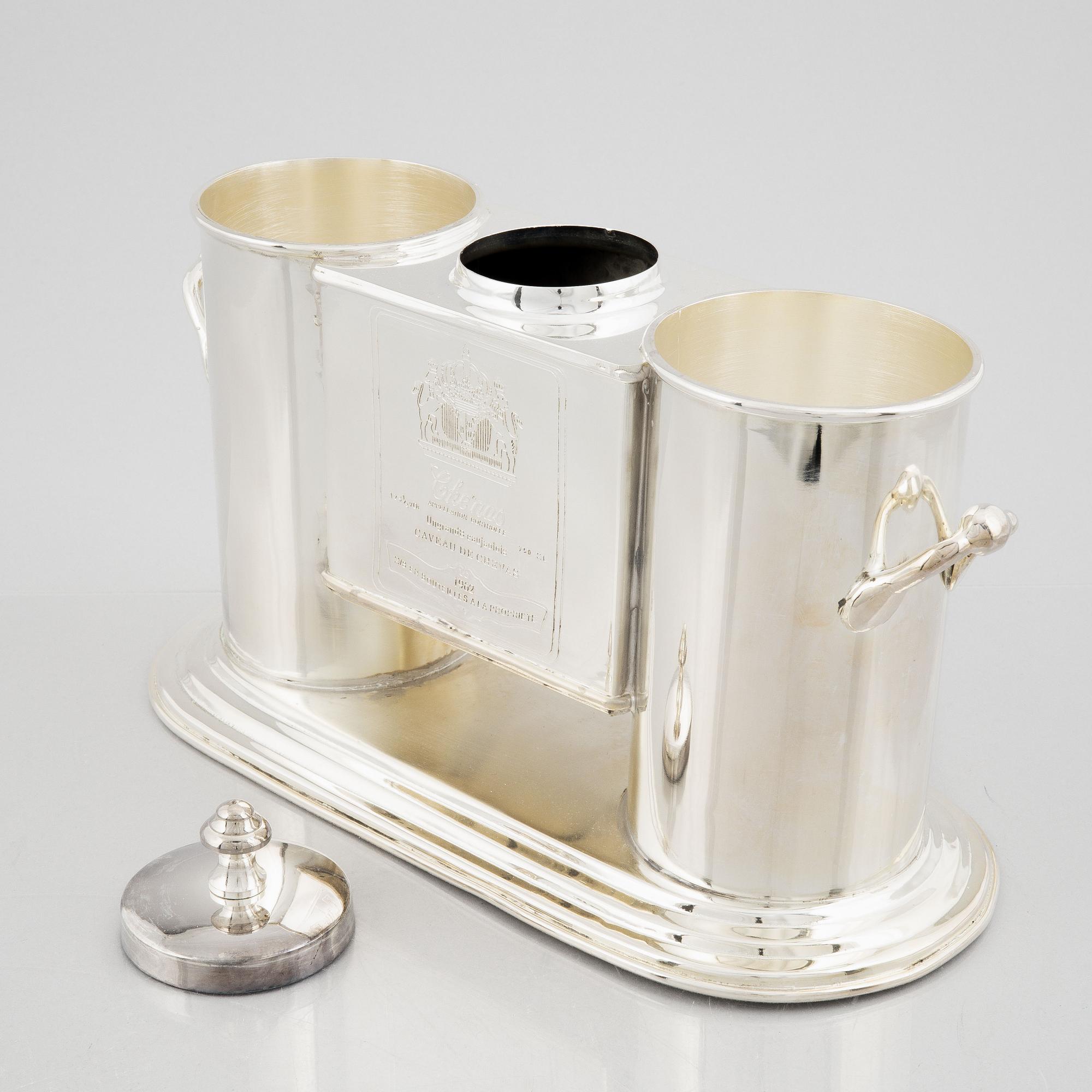 A silver-plate wine cooler, 21st century.