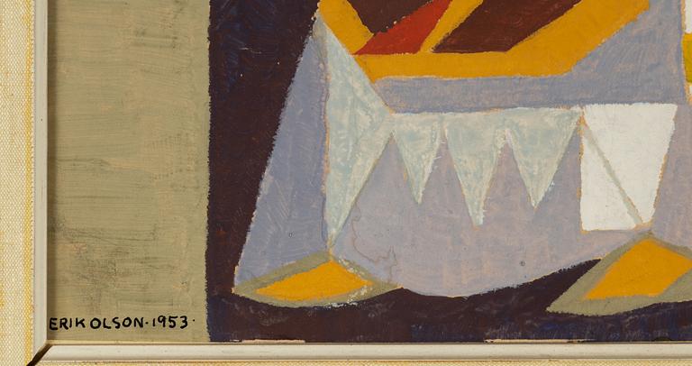 Erik Olson, mixed media on papaer panel signed and dated 1953.