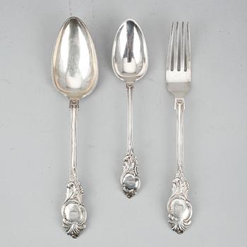 BESTICKSERVIS, 14 delar, silver. Nils Leonard Dahlström, Örebro, 1871. Totalvikt ca 938 gram.