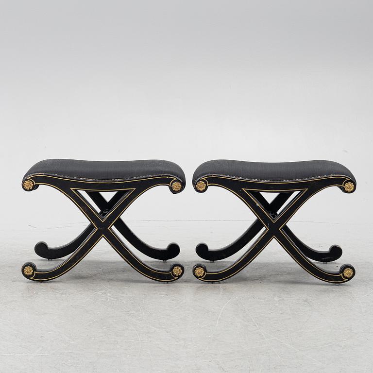 Stools, a pair, Empire style, second half of the 20th century.