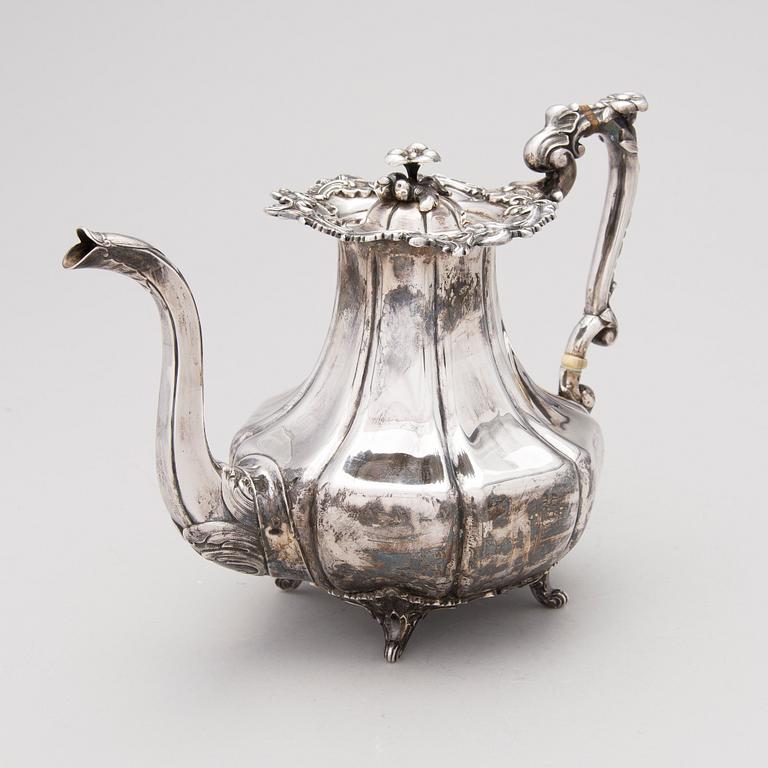 A Russian silver coffee pot, mark of Adolf Sper, assay master Dimitry Ilyich Tverskoy, Saint Petersburg 1849.