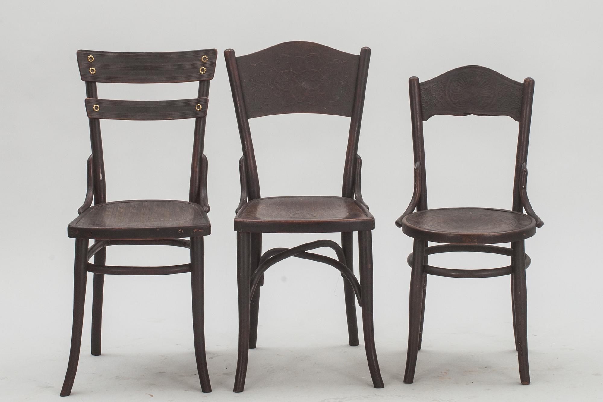 STOLAR, 3 st. Thonet och Kohn, 1900-talets första hälft.
