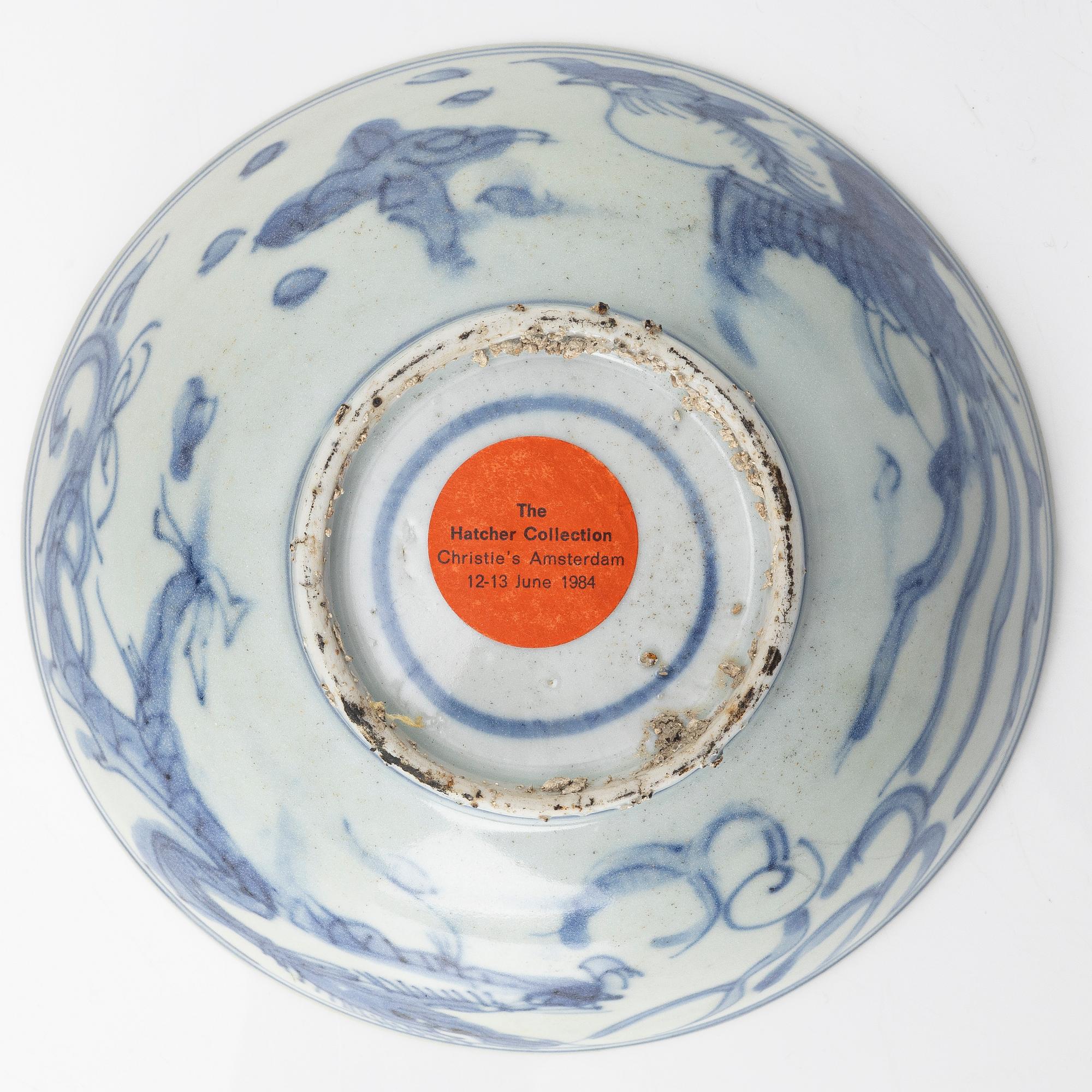 Skål, porslin, "Hatcher cargo", Transition, 1600-tal.