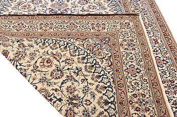 A part silk Nain carpet, 9 LA, a. 335 x 245 cm.