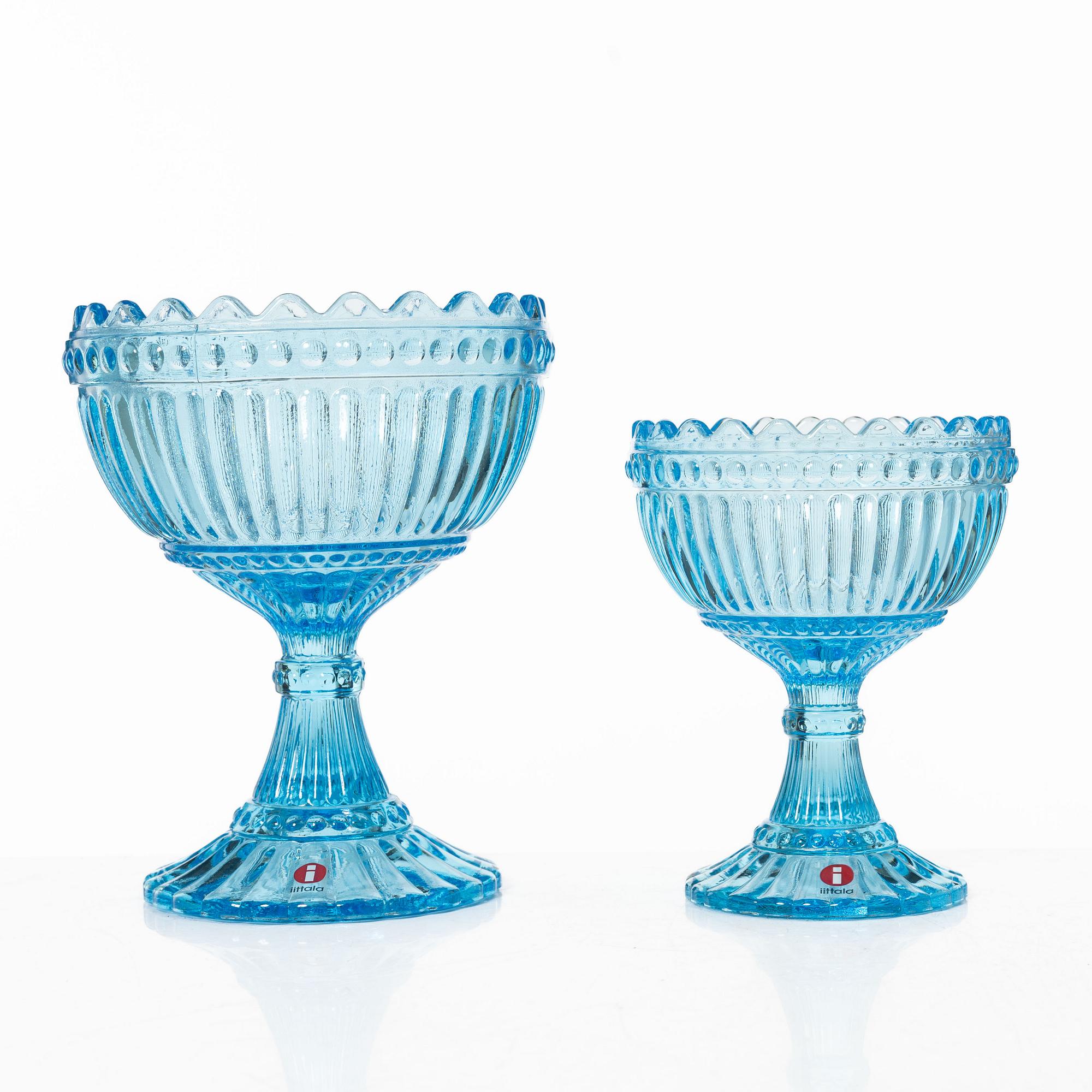 Iittala, Bowl on foot, 20 pcs, glass, "Mariskooli", Marimekko, Iittala, Finland.