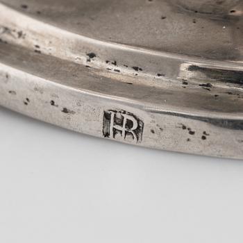 A pair of firt half of the 19th century parcel-gilt silver salt-cellars by an uknown master, one marked HB.