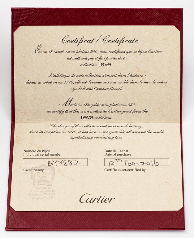 Cartier, "Love", sormus, 18K kultaa.