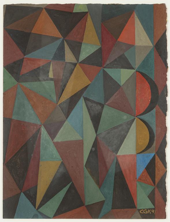 C Göran Karlsson, tempera om paper-panel, signed and dated -91.