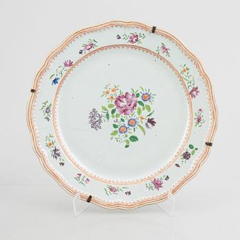 Eight pieces of Chinese Famille Rose porcelain, Qing dynasty, 18th century.