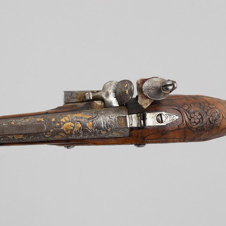 A Pair of flintlock pistols, by Johann Jacob Kuchenreuter, (Regensburg 1709-1783, Royal gunsmith).