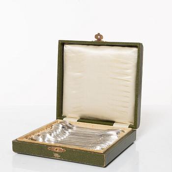 Ostrich forks, 12 pcs, silver 800, 20th Century.