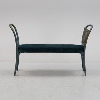 Jonas Bohlin, a stained beech, leather and velvet 'Vilda' bench, Gemla, Diö.