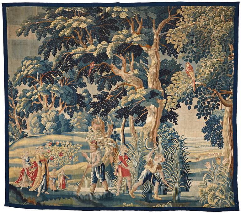 VÄVD TAPET, gobelängteknik, Flandern omkring 1700, ca 290 x 326,5 cm.