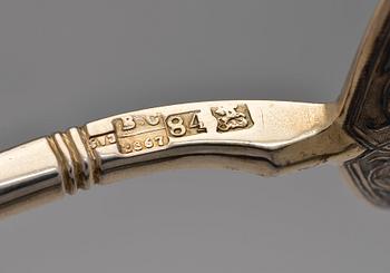 A SPOON, 84 silver, niello. Moskow 1867. Weight 94 g.