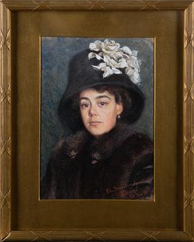 ELIN DANIELSON-GAMBOGI, TURKIKSEEN PUKEUTUNEEN NUOREN DAAMIN MUOTOKUVA.