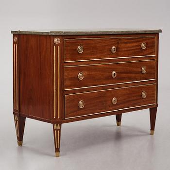 A late Gustavian mahogany commode, Stockholm, late 18th century.