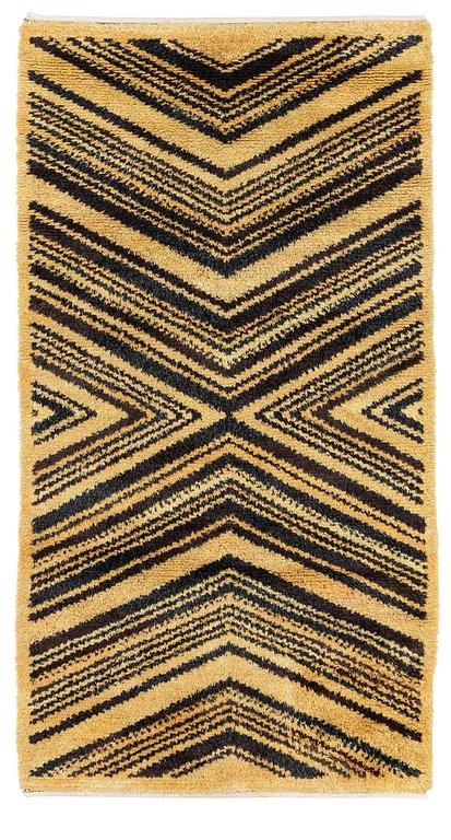 Barbro Nilsson, a carpet, "Tigerfällen", knotted pile, 236 x 126 cm, signed AB MMF BN.