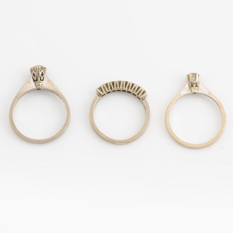 Ringar 3 st,  18K vitguld med briljantslipade diamanter.