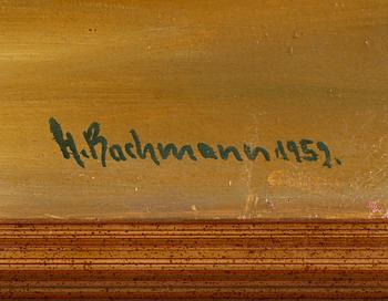 OKÄND KONSTNÄR, olja på duk, signerad H. Bachmann och daterad 1959.