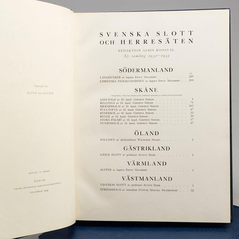 BOKVERK, Svenska Slott och Herresäten, 4 volymer, Natur och Kultur, Stockholm, 1930-tal.