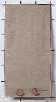 konstverk, "Utblick", blandteknik, ca 97 x 51 cm, på baksidan signerad och daterad 1997.
