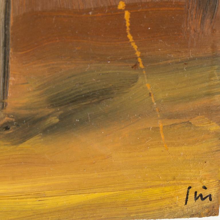 Peter Frie, oil on paper, signed.