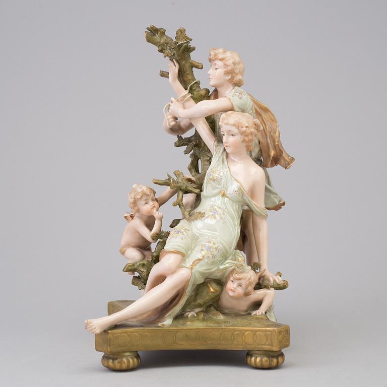 An Ernst Wahliss porcelain figure group, for Turn Wien, Austria, first half of the 20th century.