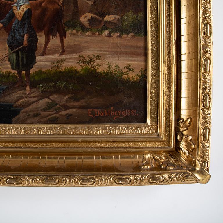 UNKNOWN ARTIST, oil on canvas, siugned E., Dahlberg and dated 1881.