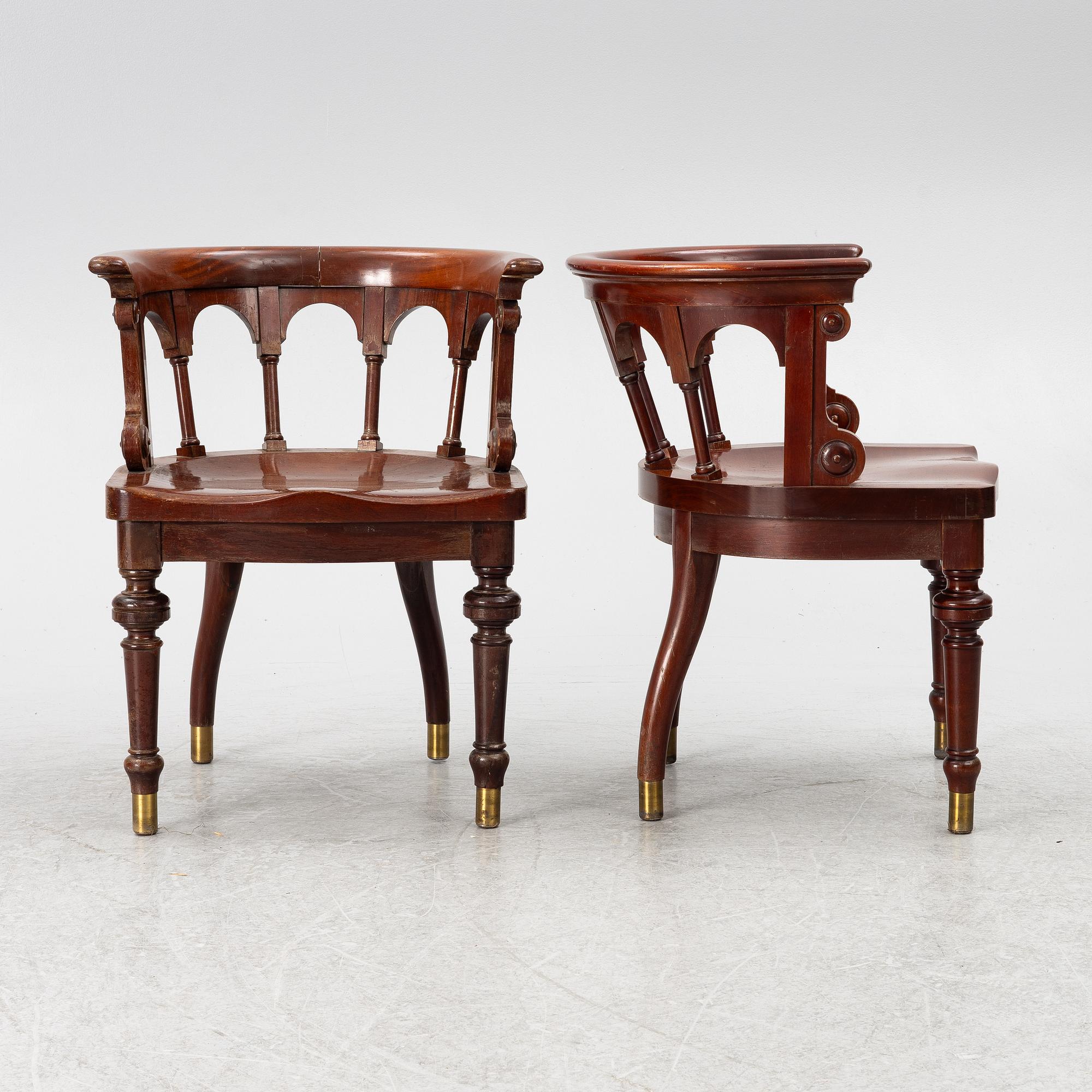 Six chairs, Nils Löfmark, Gothenburg, early 20th century.